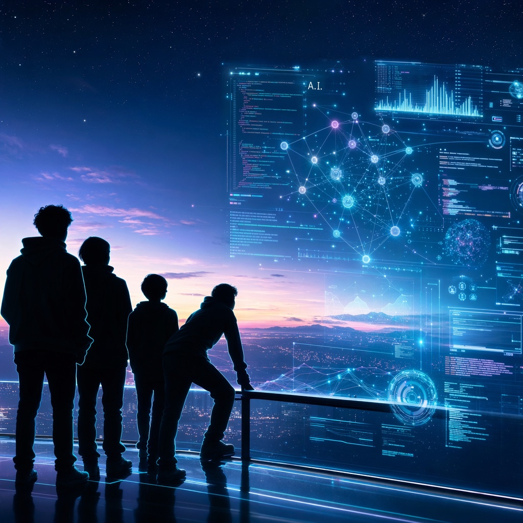 A young person looking out into the AI era